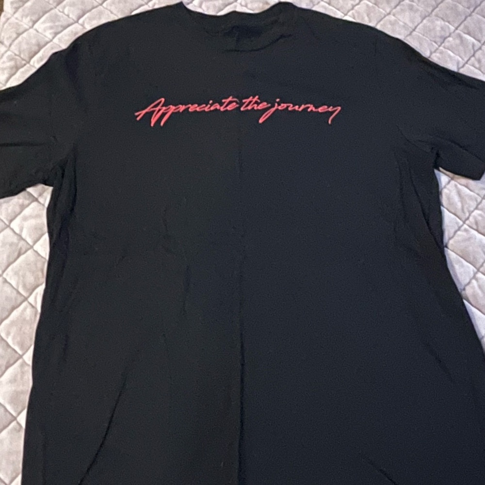 Sam Golbach “Appreciate the journey” Black T-Shirt with Red Text